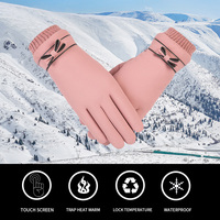 Moda na rękawiczki damskie zimowe wiatroszczelne wodoodporne wewnętrzne pluszowe ciepłe rękawiczki Lady Touch Screen przyjazne dla skóry miękkie rękawiczki damskie 5
